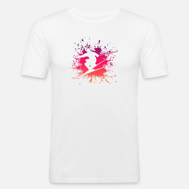 Skiing Splash ski skiing - Männer Slim Fit T-Shirt - Weiß