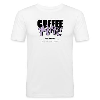 Coffeetime mit Spruch - Männer Slim Fit T-Shirt - Weiß - Vorne - Nik (191cm)