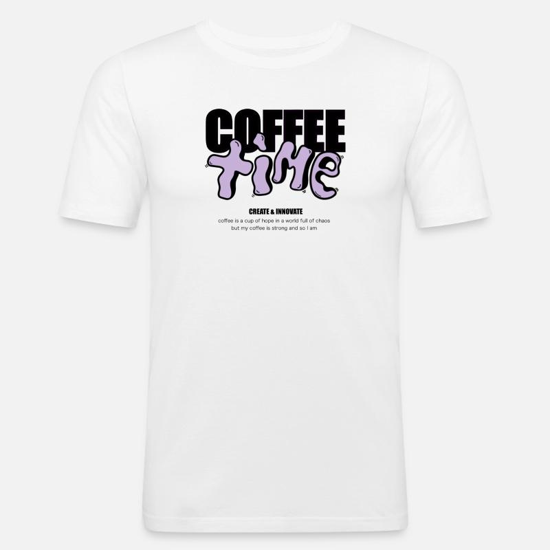 Coffeetime mit Spruch - Männer Slim Fit T-Shirt - Weiß