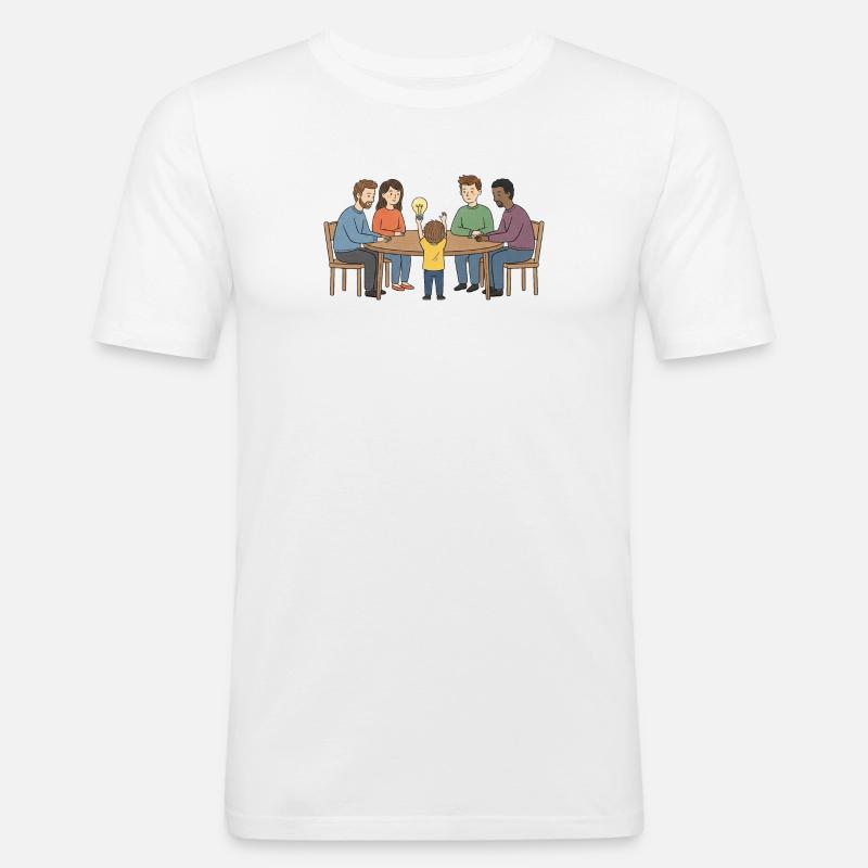 Kollektive Idee um einen Tisch - Männer Slim Fit T-Shirt - Weiß