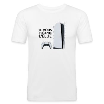 Humour geek console de jeux - T-shirt près du corps Homme - blanc - Devant - Nik (191cm)