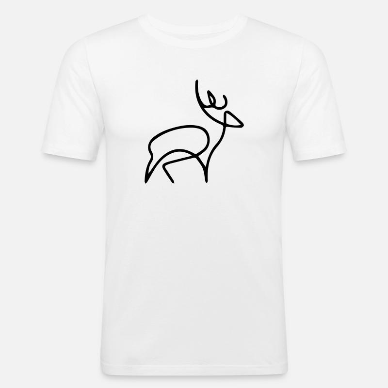 oneline Hirsch - Männer Slim Fit T-Shirt - Weiß