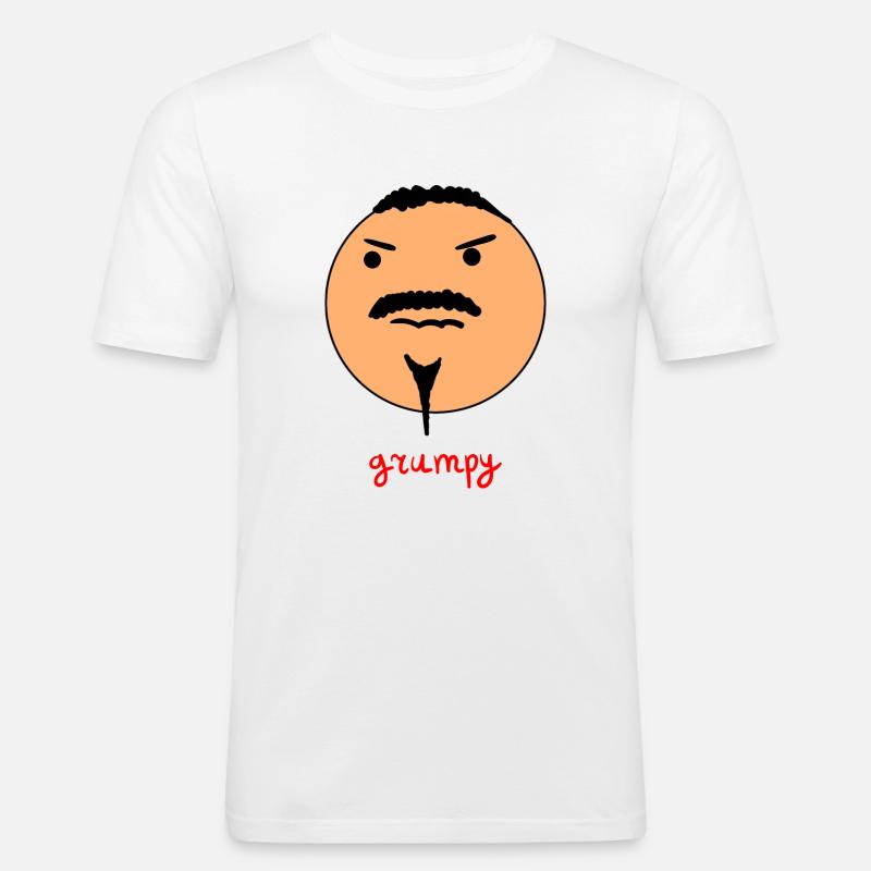 Smiley / grumpy - Männer Slim Fit T-Shirt - Weiß