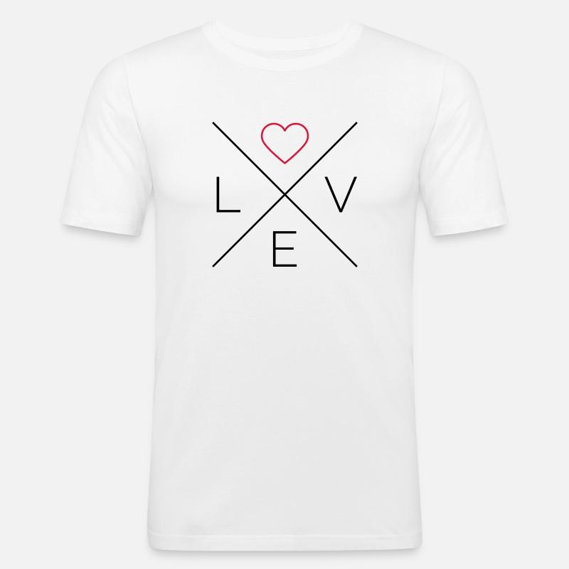 LOVE <3 compass - Men's Slim Fit T-Shirt - white