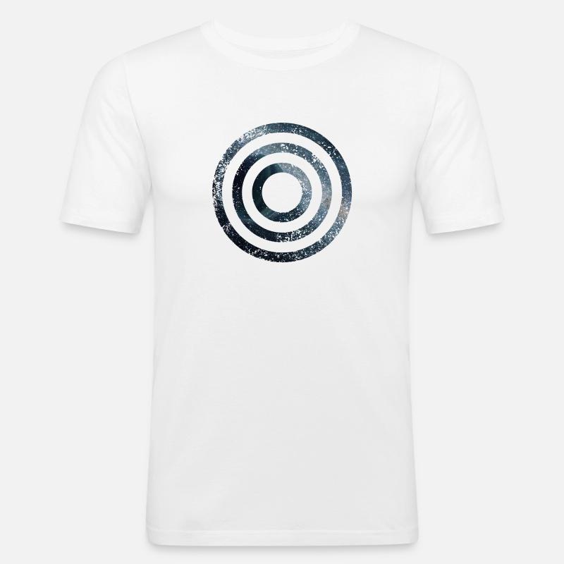 SPACE CIRCLES KREISE GRUNGE - Männer Slim Fit T-Shirt - Weiß