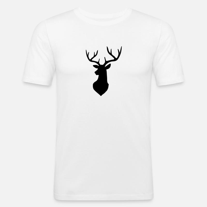 Hirsch - Männer Slim Fit T-Shirt - Weiß