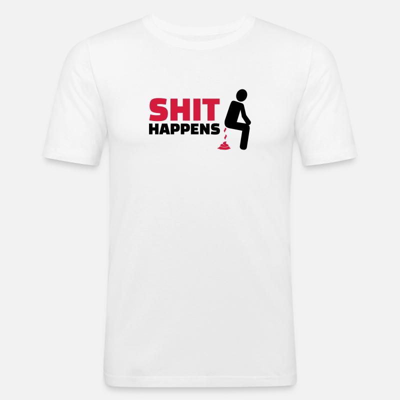 Shit happens - Männer Slim Fit T-Shirt - Weiß