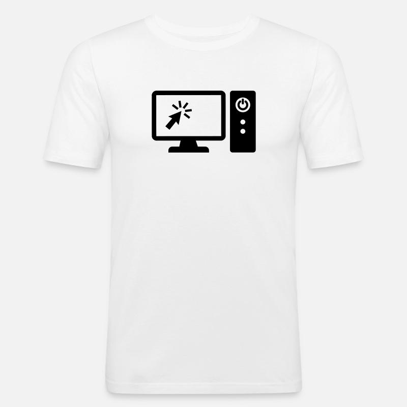 Computer - Männer Slim Fit T-Shirt - Weiß