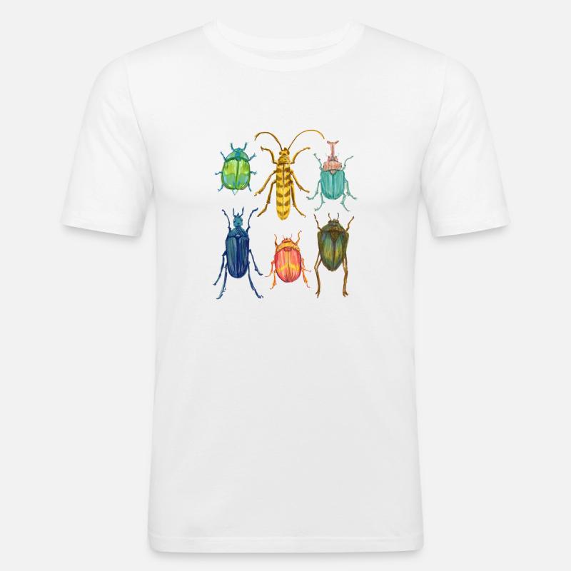 Bunte Kaefer Sammlung - Männer Slim Fit T-Shirt - Weiß