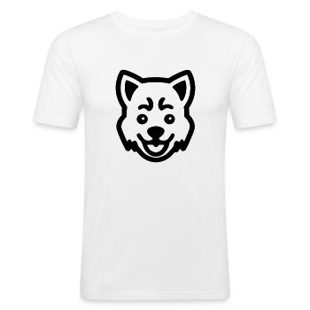 Hund - Männer Slim Fit T-Shirt - Weiß - Vorne - Nik (191cm)