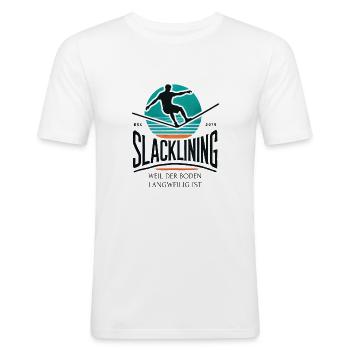 Slackline Slacklife Slacklining - Balance-Profi - T-shirt près du corps Homme - blanc - Devant - Nik (191cm)