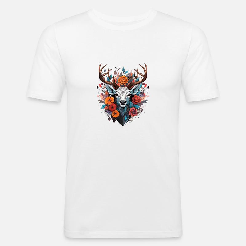 Ersatz Dirndl Hirschgeweih Hirsch - Männer Slim Fit T-Shirt - Weiß