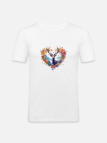Ersatz Dirndl Hirschgeweih Hirsch - Männer Slim Fit T-Shirt - Weiß