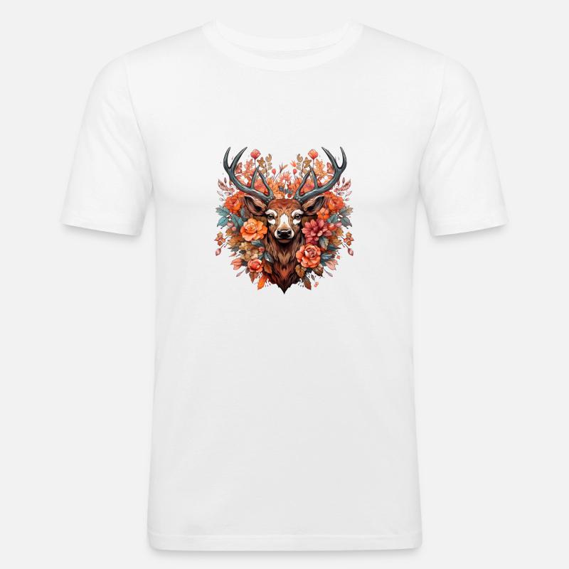 Ersatz Dirndl Hirschgeweih Hirsch - Männer Slim Fit T-Shirt - Weiß