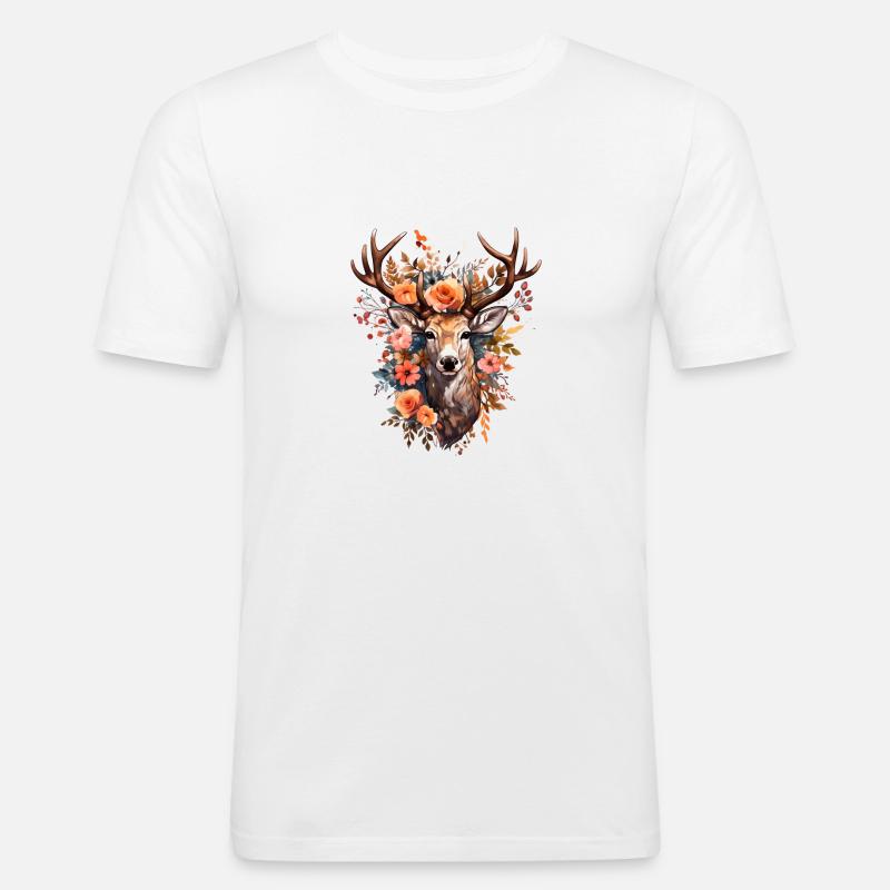 Ersatz Dirndl Hirschgeweih Hirsch - Männer Slim Fit T-Shirt - Weiß