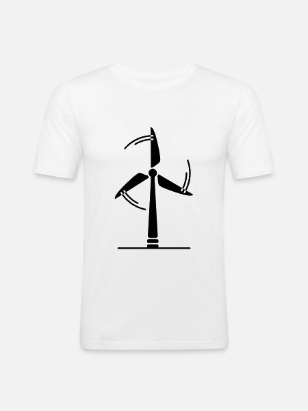 Windrad Silhouette - Männer Slim Fit T-Shirt - Weiß