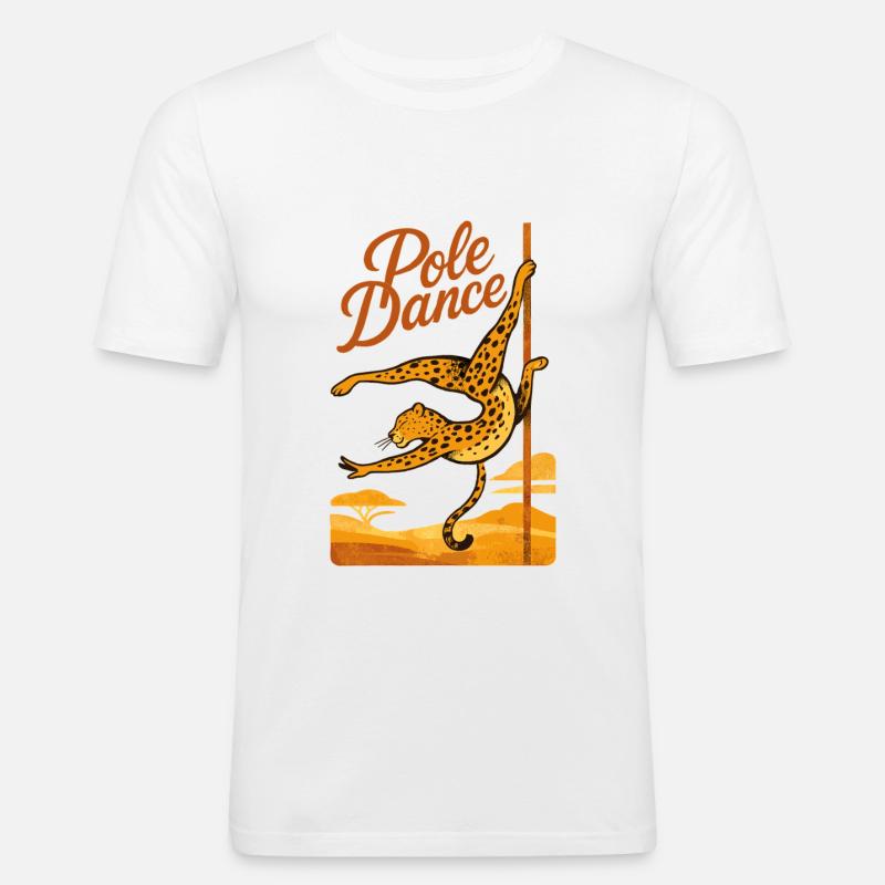 Pole Dance Leopardin Poledancerin Geschenk - Männer Slim Fit T-Shirt - Weiß