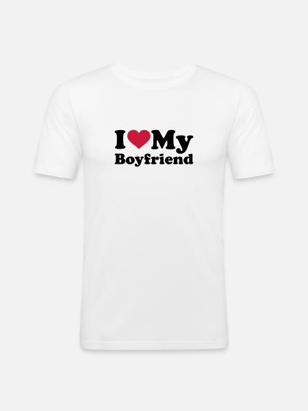 I love my boyfriend - Men's Slim Fit T-Shirt - white
