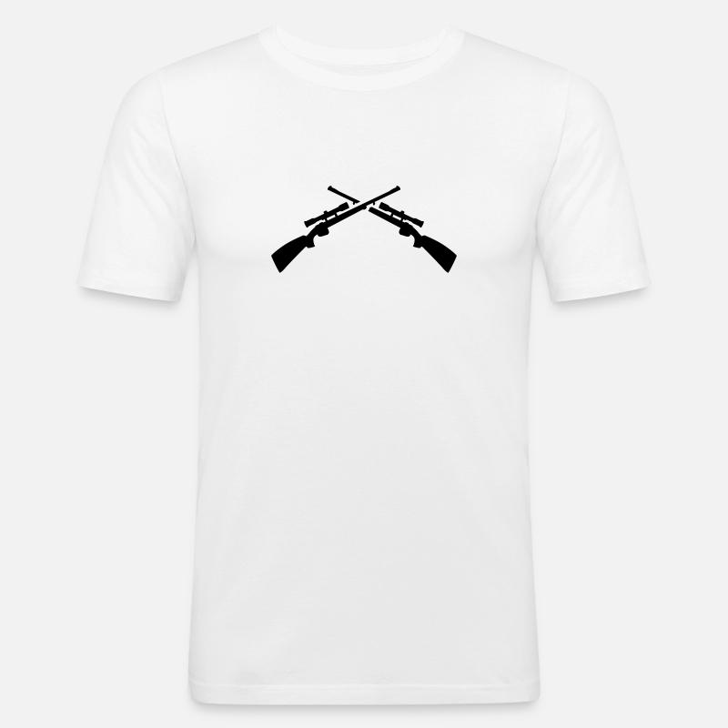 Gewehr - Männer Slim Fit T-Shirt - Weiß
