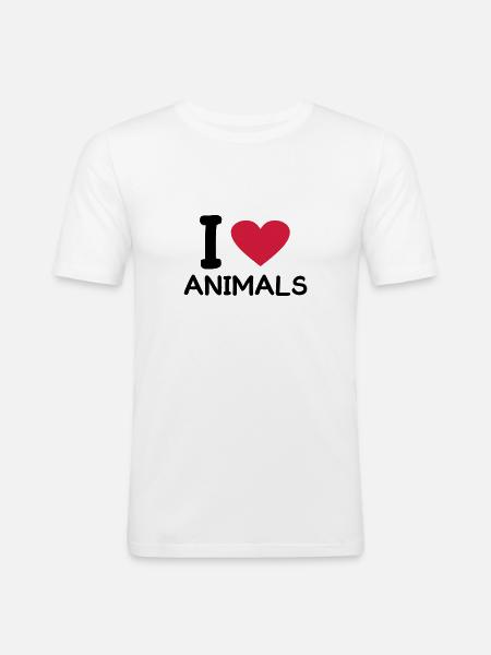 i love Animals - Männer Slim Fit T-Shirt - Weiß