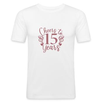 Cheers To 15 Years 15th Birthday Anniversary - Men's Slim Fit T-Shirt - white - Front - Nik (191cm)