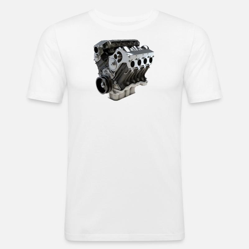 Motor Engine Grafik - Männer Slim Fit T-Shirt - Weiß