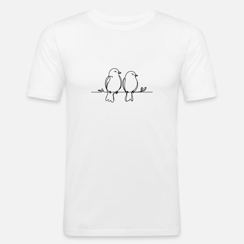 Zwei Vögel auf einem Ast - Männer Slim Fit T-Shirt - Weiß