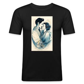 Sensual couple of lines - Men's Slim Fit T-Shirt - black - Front - Nik (191cm)