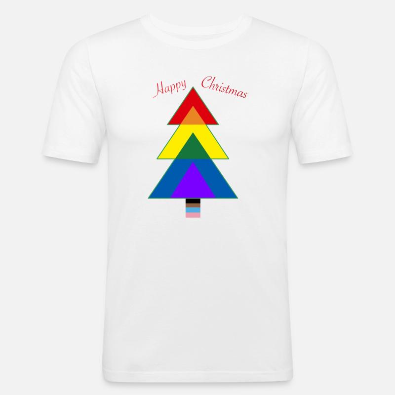 Weihnachtsbaum - Pride tree LGBTQ+ - Männer Slim Fit T-Shirt - Weiß