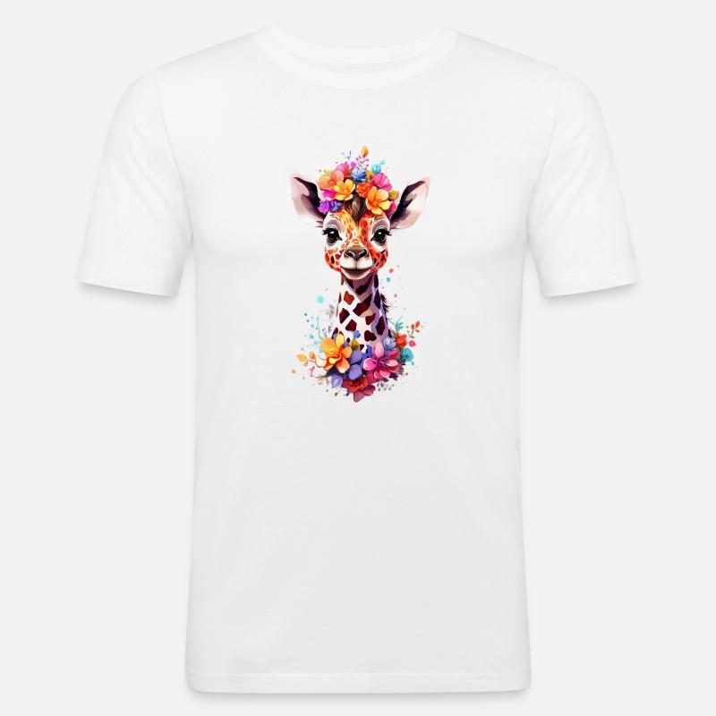 Giraffe V1 24 36 - Männer Slim Fit T-Shirt - Weiß