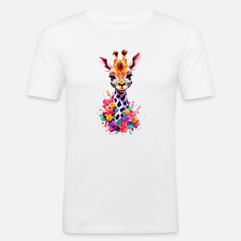 Giraffe V1 24 32 - Männer Slim Fit T-Shirt - Weiß