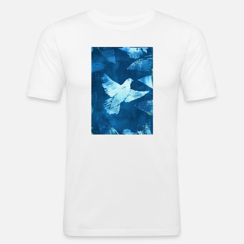 Blau Taube Friedensvisual - Männer Slim Fit T-Shirt - Weiß