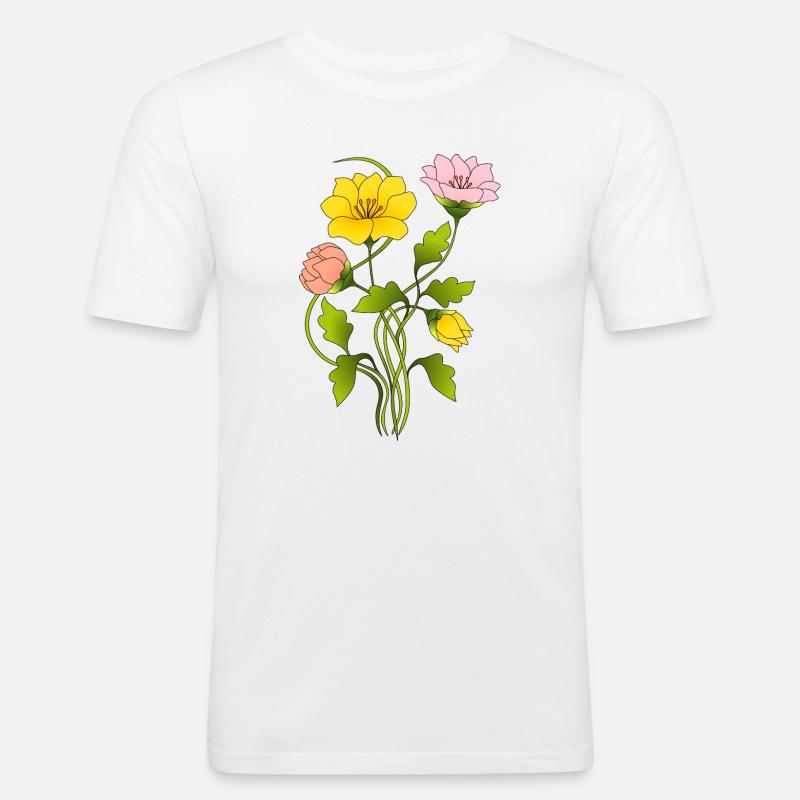 Blumen - Männer Slim Fit T-Shirt - Weiß
