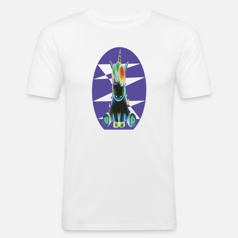Regenbogen-Einhorn  - Männer Slim Fit T-Shirt - Weiß