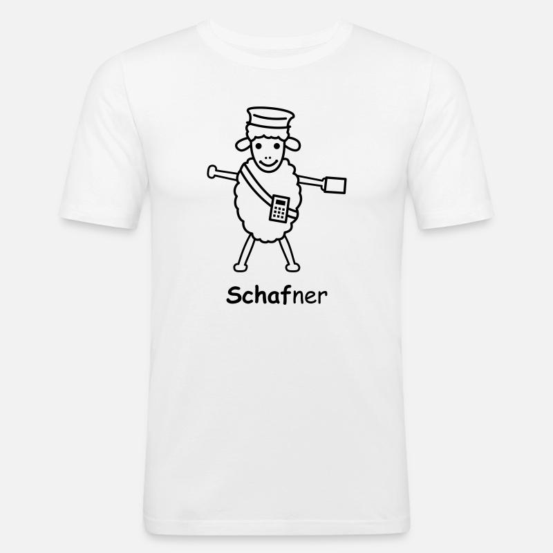 TIB_Schaf-ner - Männer Slim Fit T-Shirt - Weiß