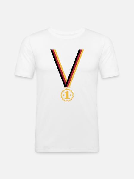 Medaille Platz 1 - Männer Slim Fit T-Shirt - Weiß