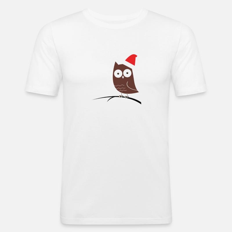 Die Weihnachts-Eule! Geschenk Idee - Männer Slim Fit T-Shirt - Weiß