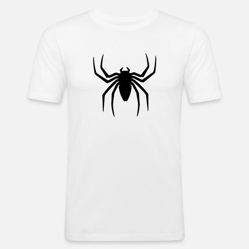 Schwarze Spinne Halloween Geschenkidee - Männer Slim Fit T-Shirt - Weiß
