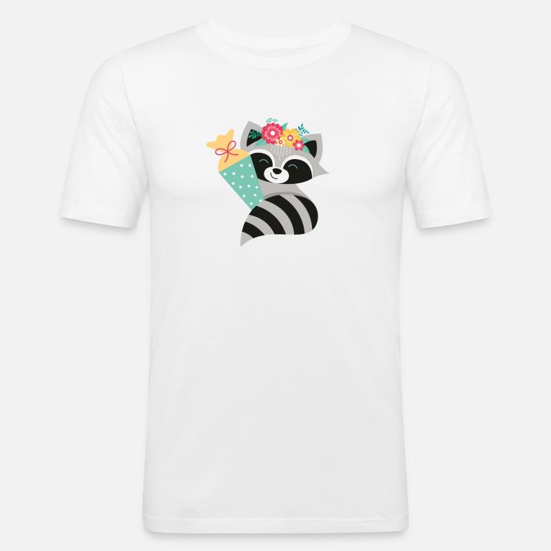 Waschbär Schulkind - Männer Slim Fit T-Shirt - Weiß