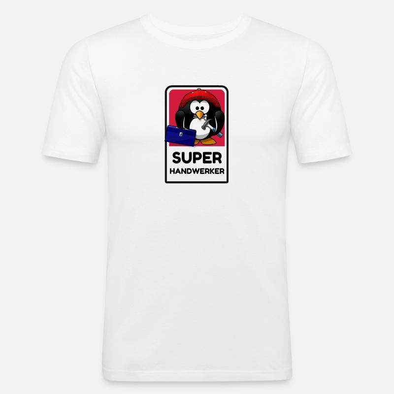 Super Handwerker - lustiger Pingu - Männer Slim Fit T-Shirt - Weiß