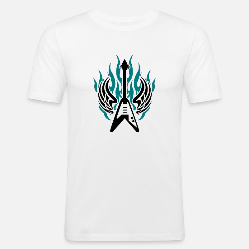 guitar wing flame - Men's Slim Fit T-Shirt - white