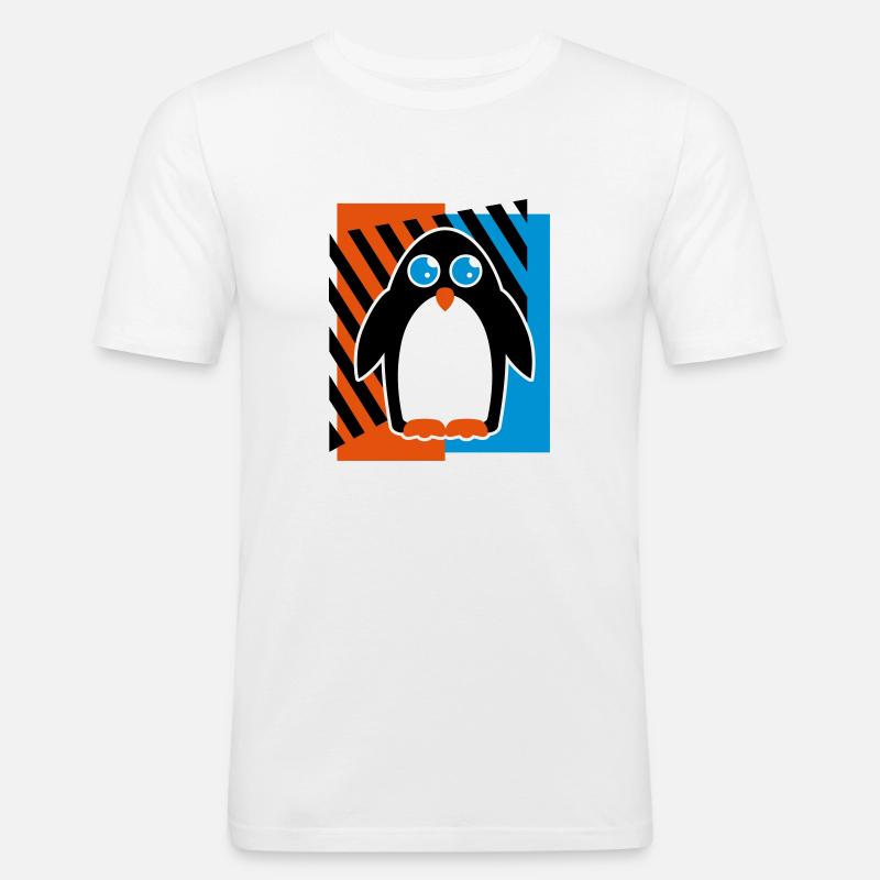 Pinguin Design - Männer Slim Fit T-Shirt - Weiß