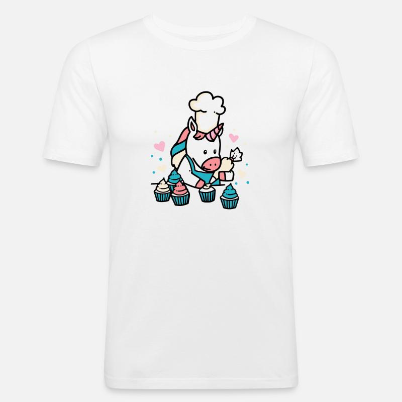 Bäcker Einhorn - Männer Slim Fit T-Shirt - Weiß