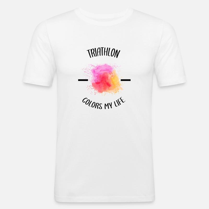 T Shirt Triathlon - Männer Slim Fit T-Shirt - Weiß