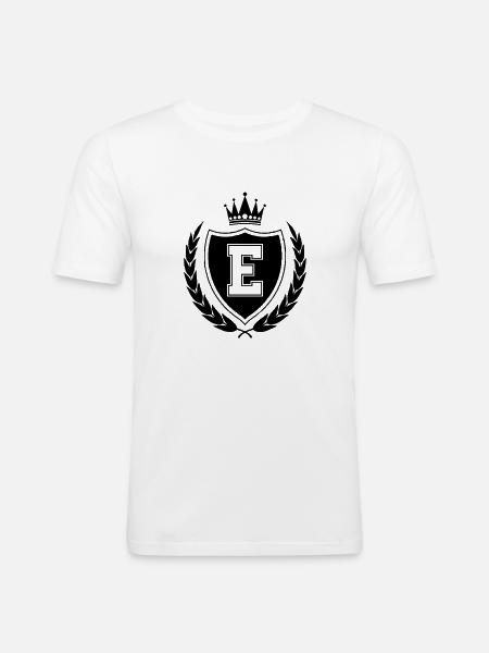 wappen E Krone - Männer Slim Fit T-Shirt - Weiß