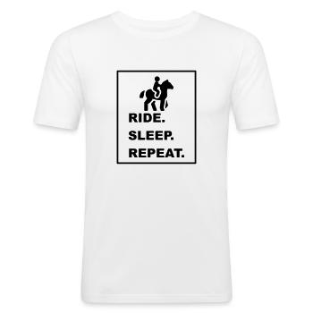 Cool "Ride Sleep Repeat" design for him and her - Men's Slim Fit T-Shirt - white - Front - Nik (191cm)