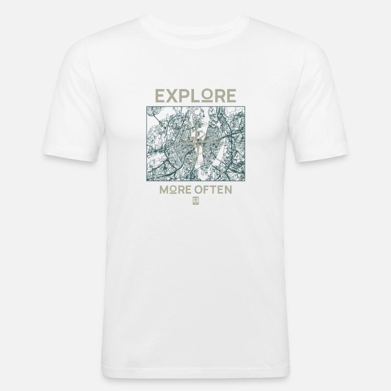 Explore More Often - Männer Slim Fit T-Shirt - Weiß