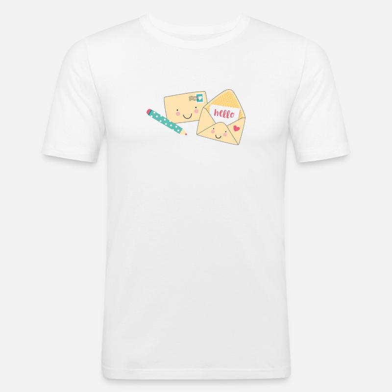 2 Briefe mit Stift - Männer Slim Fit T-Shirt - Weiß