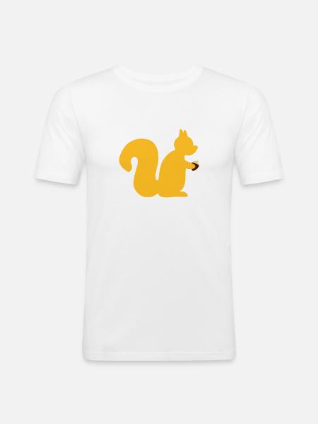 squirrel with a nut - Men's Slim Fit T-Shirt - white