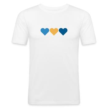 3 Herzen. Herzmensch. Liebe. - Männer Slim Fit T-Shirt - Weiß - Vorne - Nik (191cm)